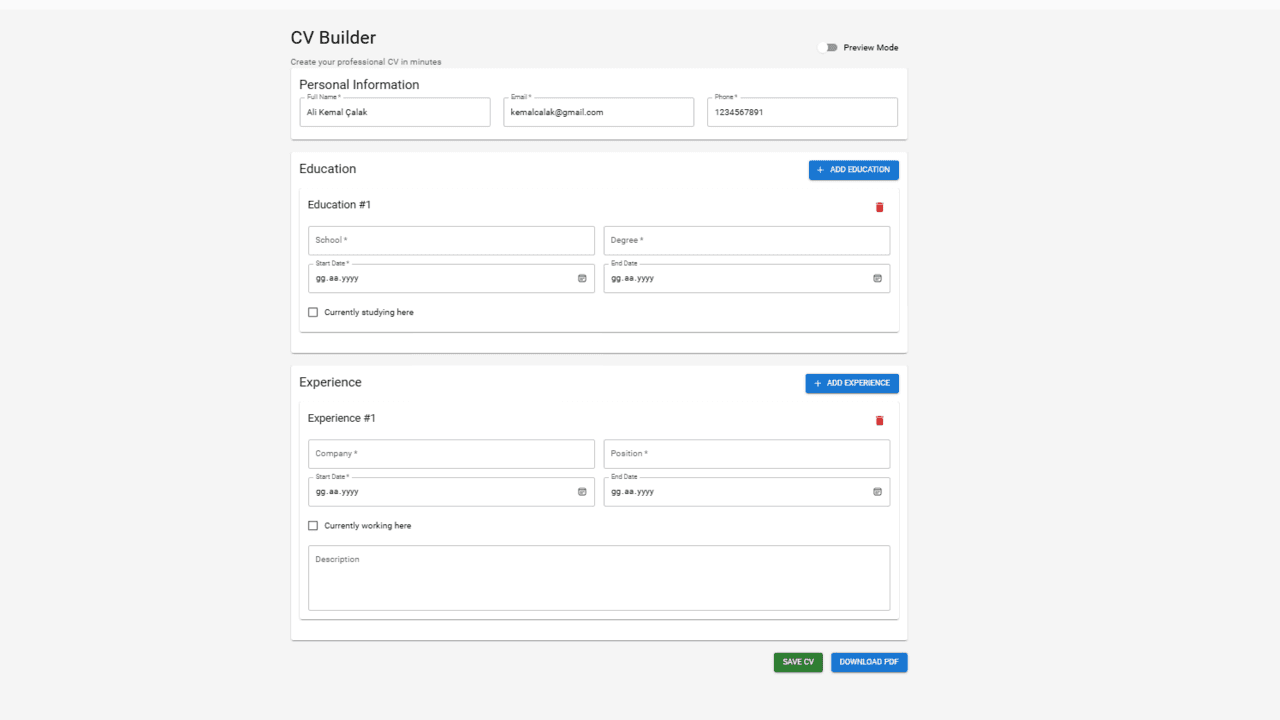 CV Builder Project Image