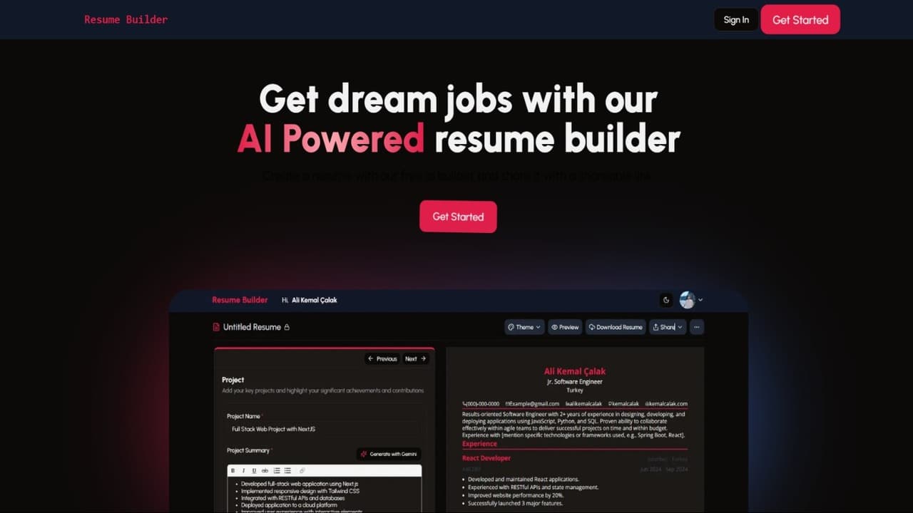 Resume Builder Project Image